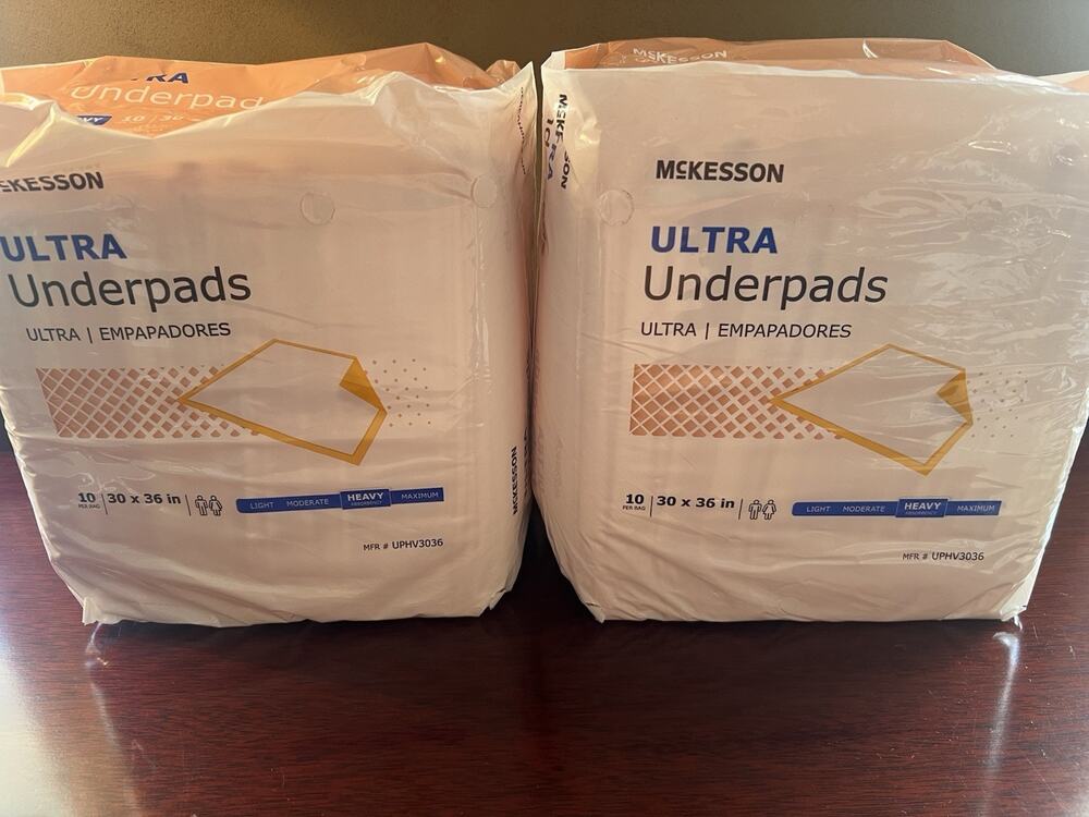 20 McKesson Ultra Heavy Absorbency Disposable Underpads 30x36" - 2 Packs